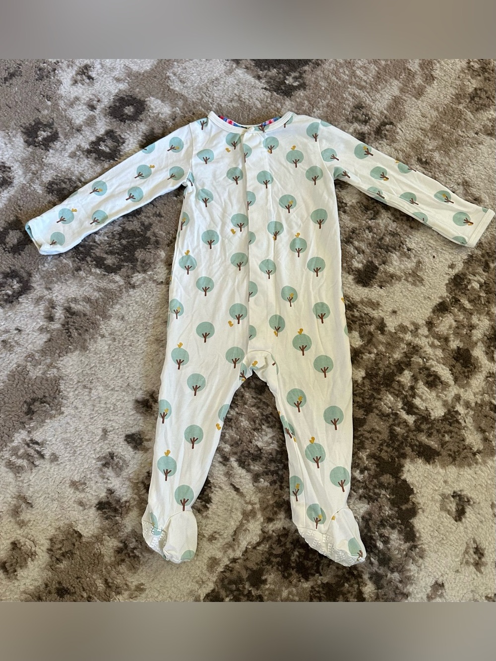 Magnetic Me White Footed One-Piece with Green Tree Motif